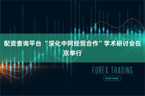 配资查询平台 “深化中阿经贸合作”学术研讨会在京举行